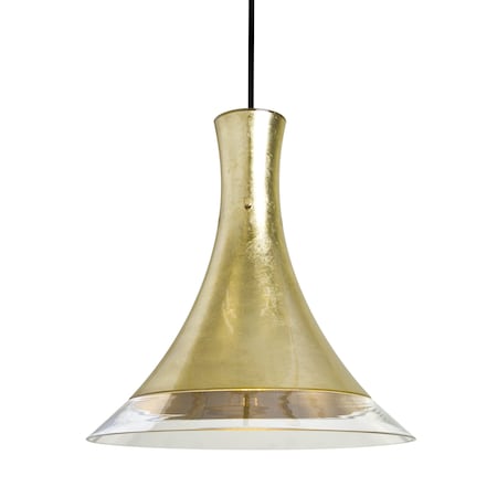 Besa Lighting Rio Cord Pendant, Gold Foil/Clear, Black Finish, 1x60W Incandescent 1JT-RIOGF-BK